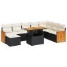 7 Piece Garden Sofa Set with Cushions - Black Poly Rattan