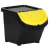 Stackable Waste Bins with Lids - 3 pcs Black PP 78 L