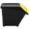 Stackable Waste Bins with Lids - 3 pcs Black PP 78 L