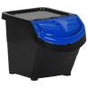 Stackable Waste Bins with Lids - 3 pcs Black PP 78 L