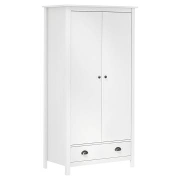 2-Door Wardrobe Hill White - Solid Pine Wood | Hipo Market