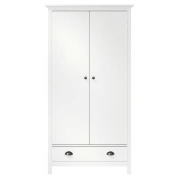 2-Door Wardrobe Hill White - Solid Pine Wood | Hipo Market