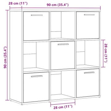 Bookshelf Artisan Oak 90x28x90 cm - Durable Engineered Wood