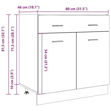 Drawer Bottom Cabinet - Old Wood Engineered Wood | HipoMarket