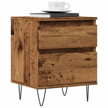 Stylish Old Wood Bedside Cabinet - 40x35x50 cm