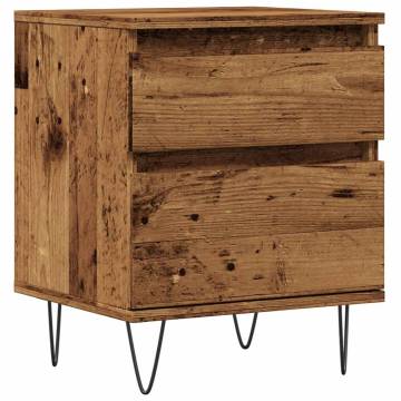 Stylish Old Wood Bedside Cabinet - 40x35x50 cm