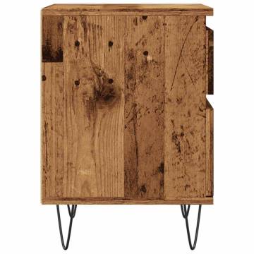 Stylish Old Wood Bedside Cabinet - 40x35x50 cm