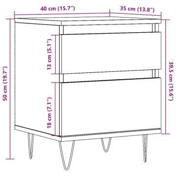 Stylish Old Wood Bedside Cabinet - 40x35x50 cm