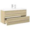  2 Piece Bathroom Furniture Set Sonoma Oak Engineered Wood Colour sonoma oak Size 100 x 38.5 x 48 cm Model without faucet Number of 1 