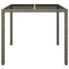 Stylish Grey Garden Table 90x90 cm - Tempered Glass & Rattan