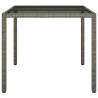 Stylish Grey Garden Table 90x90 cm - Tempered Glass & Rattan