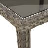 Stylish Grey Garden Table 90x90 cm - Tempered Glass & Rattan