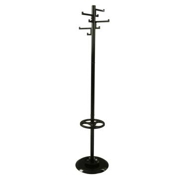 V-Part Standing Coat Rack with 8 Hooks - Porcelain Black 178 cm