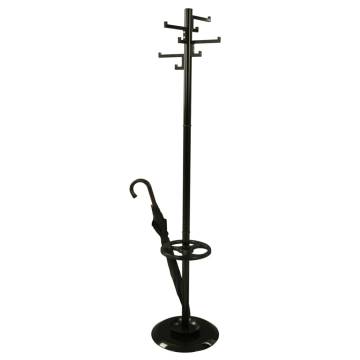 V-Part Standing Coat Rack with 8 Hooks - Porcelain Black 178 cm