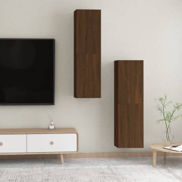 Wall-mounted TV Cabinets - 2 pcs Brown Oak - Stylish Storage