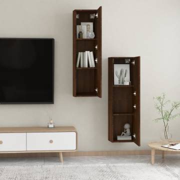 Wall-mounted TV Cabinets - 2 pcs Brown Oak - Stylish Storage