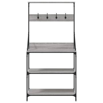 4-Tier Baker's Rack with Hooks - Grey Sonoma Wood Storage