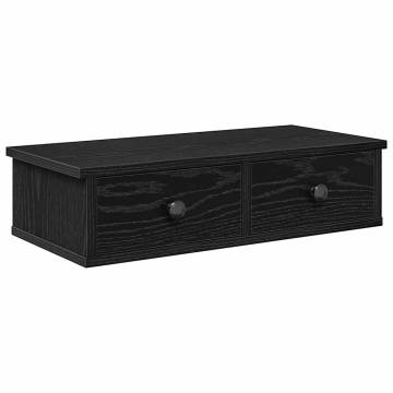 Wall Shelf with Drawers - Black Engineered Wood 60x25x15 cm