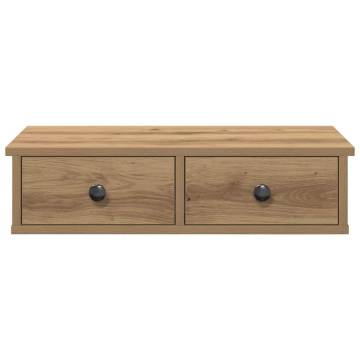 Artisian Oak Wall Shelf with Drawers - Durable & Stylish Storage