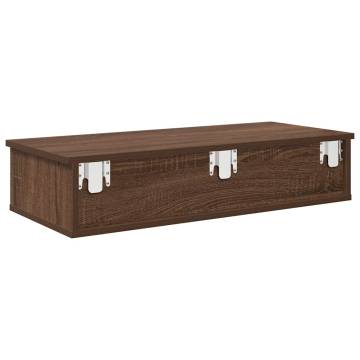 Wall Shelf with Drawers - Brown Oak - 80x31x17 cm | Hipo Market