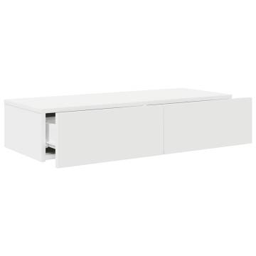 Stylish Wall Shelf with Drawers - White 80x33x17 cm