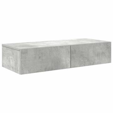 Wall Shelf with Drawers - Concrete Grey, Engineered Wood 80x33cm