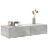 Wall Shelf with Drawers - Concrete Grey, Engineered Wood 80x33cm