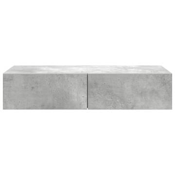 Wall Shelf with Drawers - Concrete Grey, Engineered Wood 80x33cm