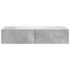 Wall Shelf with Drawers - Concrete Grey, Engineered Wood 80x33cm