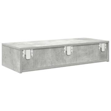 Wall Shelf with Drawers - Concrete Grey, Engineered Wood 80x33cm