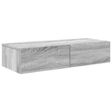 Wall Shelf with Drawers in Grey Sonoma - Stylish & Practical