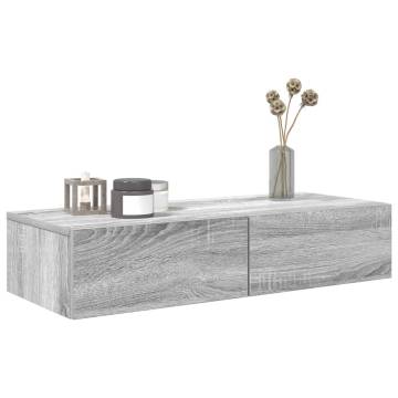 Wall Shelf with Drawers in Grey Sonoma - Stylish & Practical