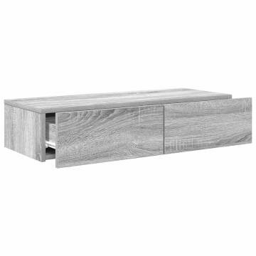 Wall Shelf with Drawers in Grey Sonoma - Stylish & Practical