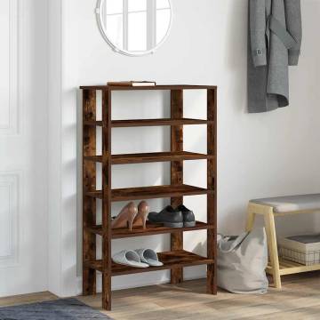 Elegant Shoe Rack in Smoked Oak | Space-Saving Design