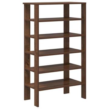 Elegant Brown Oak Shoe Rack - Space-Saving Design - 61x32x105 cm