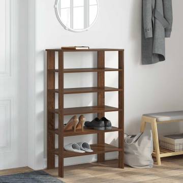 Elegant Brown Oak Shoe Rack - Space-Saving Design - 61x32x105 cm