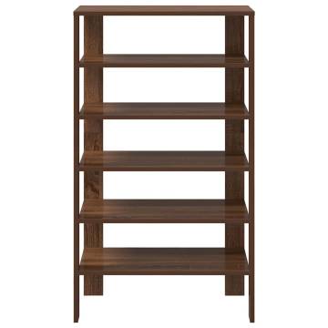 Elegant Brown Oak Shoe Rack - Space-Saving Design - 61x32x105 cm