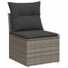 7 Piece Garden Sofa Set - Grey Poly Rattan & Cushions