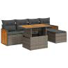 6 Piece Garden Sofa Set with Cushions - Grey Poly Rattan