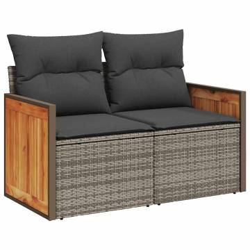 6 Piece Garden Sofa Set with Cushions - Grey Poly Rattan