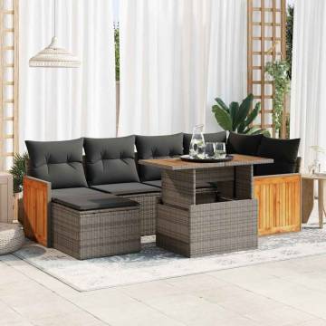 8 Piece Garden Sofa Set - Grey Poly Rattan with Cushions