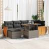  8 Piece Garden Sofa Set with Cushions Grey Poly Rattan Acacia Colour grey Model with storage Number of 7 