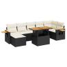 8 Piece Black Poly Rattan Garden Sofa Set with Cushions