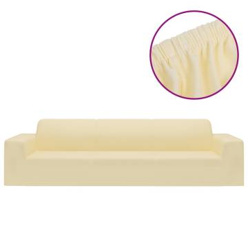 4-Seater Cream Stretch Couch Slipcover | Hipomarket UK