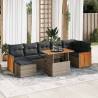  7 Piece Garden Sofa Set with Cushions Grey Poly Rattan Acacia Colour grey Model with storage Number of 8 