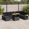  7 Piece Garden Sofa Set with Cushions Black Poly Rattan Acacia Colour black Model with storage Number of 9 