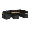 7 Piece Garden Sofa Set - Black Poly Rattan & Acacia