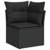 7 Piece Garden Sofa Set - Black Poly Rattan & Acacia