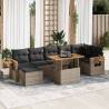  8 Piece Garden Sofa Set with Cushions Grey Poly Rattan Acacia Colour grey Model with storage Number of 8 