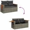 8 Piece Garden Sofa Set - Grey Poly Rattan with Cushions